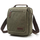 Multi-pocket Messenger Bag for Men Women Casual Canvas Crossbody Male Leisure Bag Over Shoulder Bags Vintage Satchel Bag for Travel Work Business Bag Retro Zipper Cross Body Man Handbags (Green)